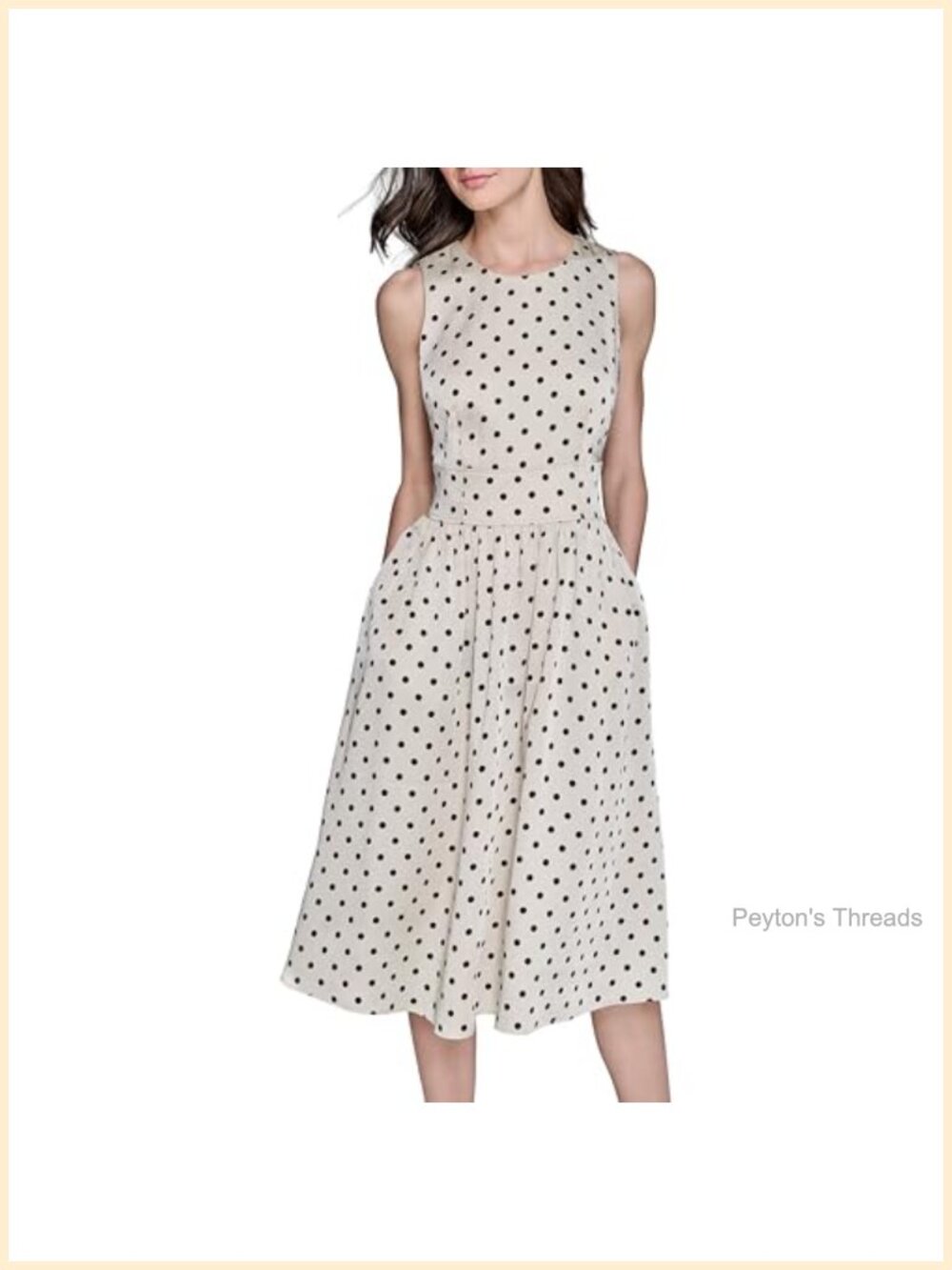 Karl Lagerfeld Sleeveless Midi Dress Polka Dot Silk with Pockets